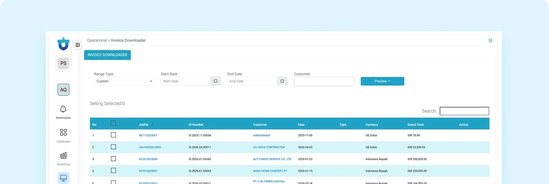 Invoice Downloader Oaktree