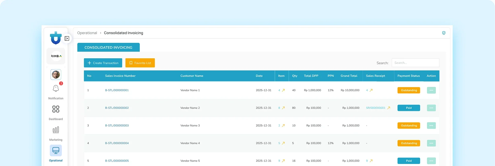 Consolidated Invoicing Oaktree